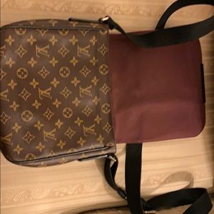 Louis Vuitton Black Macassar slim shoulder bag.
